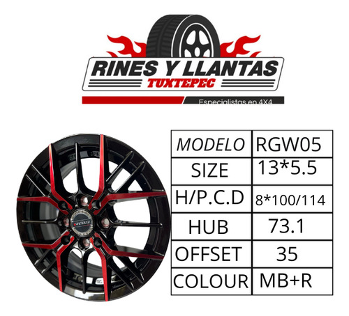 4 Rines Tuning 13 Chevy Tsuru Atos Beeat 4/100 4/114 Mb-r