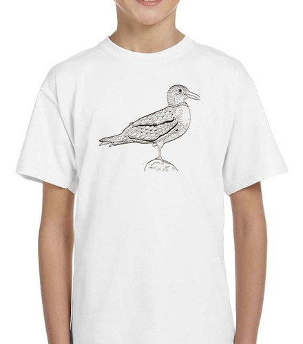 Remera De Niño Gaviota Vector Dibujo Lineas Art