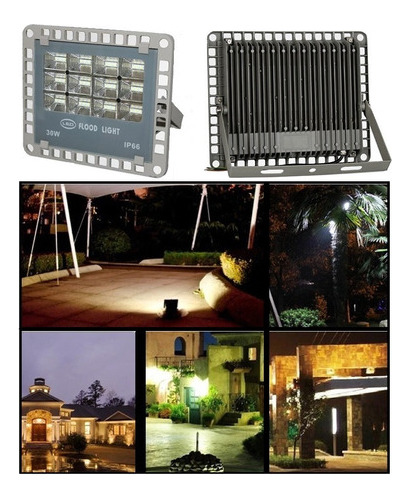 Foco Proyector Reflector Flood Led Plano 30w Ip66 Exterior