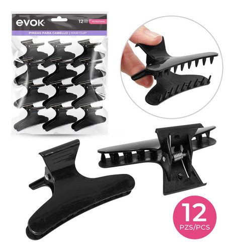 Pinza  Para Cabello Evok 12 Pcs 