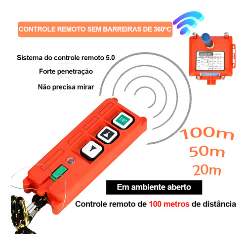 Controle Para Talha Eletrica 12-24 Dc 100 Metros F21-2s