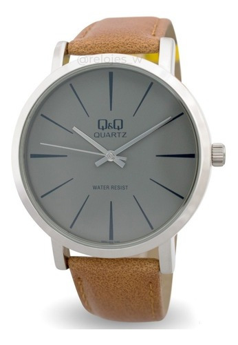 Reloj Q&q Modelo Q892j302y Color de la correa Café Color del bisel Plateado Color del fondo Gris