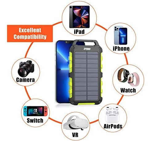 Banco Energía Solar 20000mah Doble Usb Led Powerbank Lintern