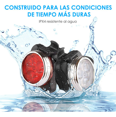 Luz De Bicicleta Trasera Impermeable Recargable 2 Piezas