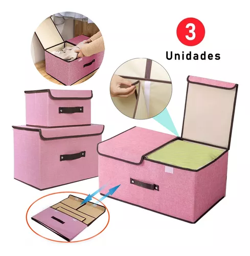 Cajas Organizadoras Ropa De Tela Plegables Con Tapas 3 Pzs