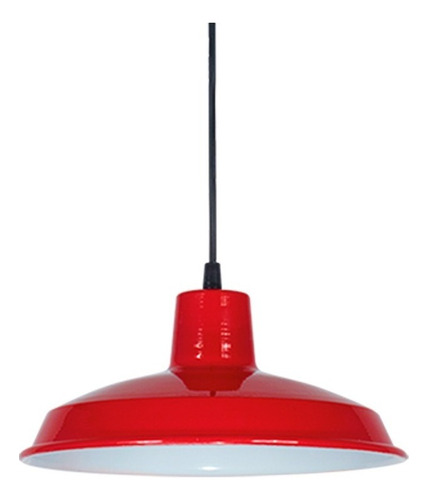 Lampara Colgante Campana Con Cable Diametro 26cm. Color Rojo