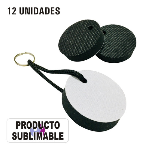 12 Llaveros Sublimables Redondos Tela Y Goma 6cm Diámetro Y 15mm De Espesor - Pack 12 Unidades