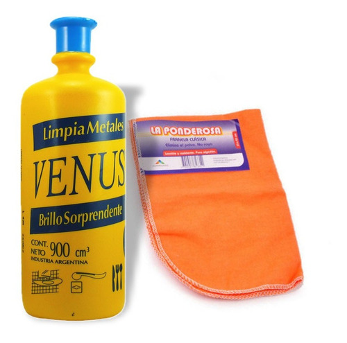 Limpia Metales Venus 900ml + Paño Franela Clasico Porteria