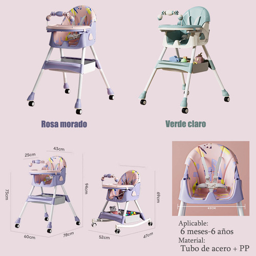 Silla Periquera Portatil De Comer Para Bebe Plegable Asiento