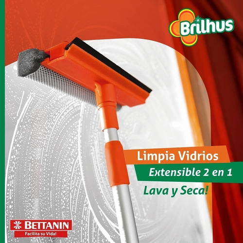 Limpiavidrios Extensible Bettanin Brilhus 2en1 Lava Y Seca