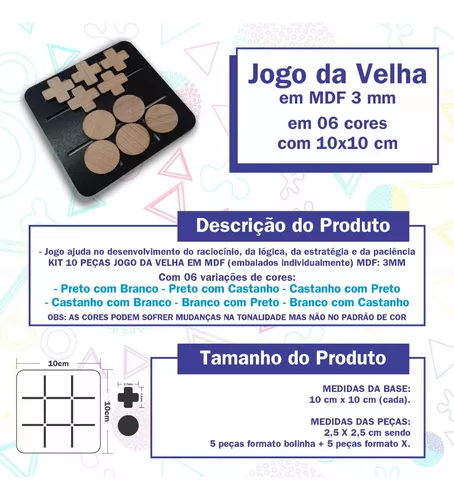 Kit 15 Jogos Da Velha Lembrancinha 10x10 Cm Mdf Infantil