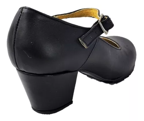 125 Zapatos de baile flamenco folklórico con clavos, piel, tacón de 1.5
