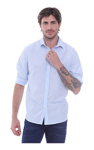 Camisa Manga Larga Soho Denim No 958 Slim Fit T41 Celeste Ra