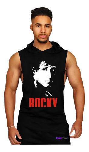 Polera Capucha Musculosa Gym Rocky Balboa Película Grafimax