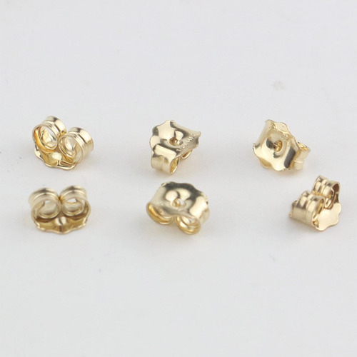 Aretes De Oro 14 Quilates Con Cierre Amarillo 3 Pares