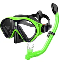 Comprar Equipo De Snorkel Niños, Máscara Y Tubo Seco, Verde\u002Fnegro.