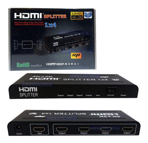 Splitter Hdmi  1x4 Divisor Amplificador 1080p 