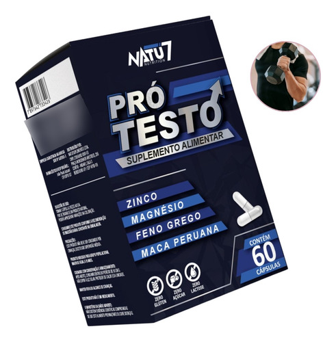 Frasco Pró Testo Natu7 60 Doses Suplemento Multivitamínico Treino Sabor Sem Sabor