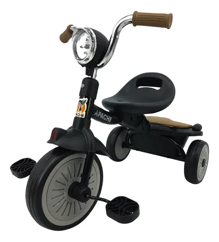 Apache Triciclo Plegable Con Luz Y Sonido Multicolores Color Negr...