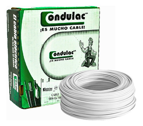 Caja 100 Mts Cable Blanco Thw Cal 6 Awg 100%cobre Condulac 