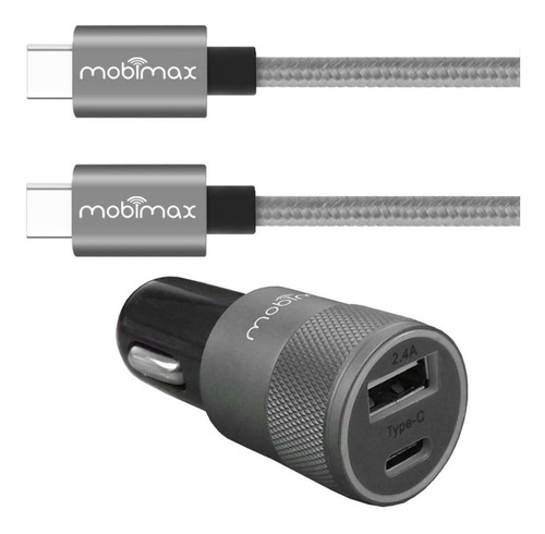 Carregador Veicular Mobimax 2 Portas(1 Usb 1tipo C)+ Cabo C