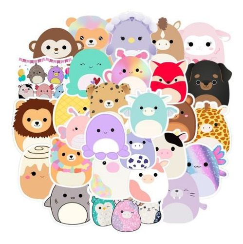 Squishmallows 50 Stickers Diseños Kawai