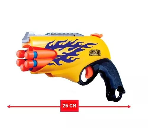 Pistola de Brinquedo Lança Dardos Amarela Supershot Nerf