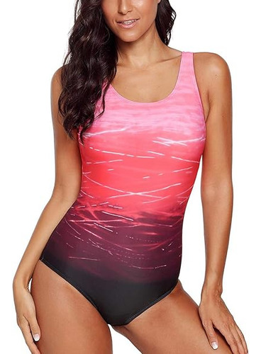 Traje De Baño Enterizo Mujer Degradado Elegante Y Cómodo