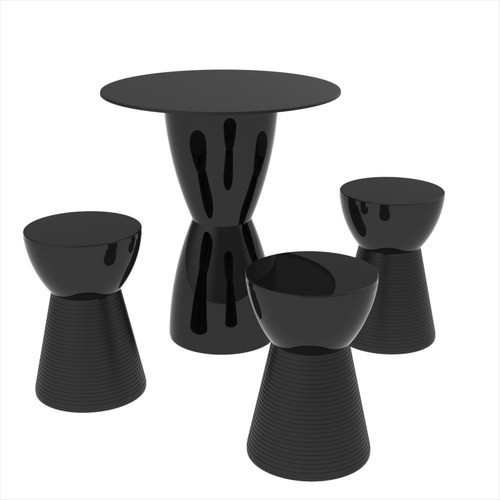 Conjunto Mesa Tampo Polipropileno 60cm E 3 Banquetas Fit Wt