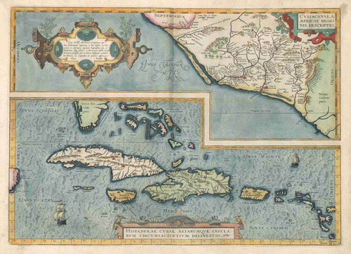 Lienzo Canvas Mapa México Mar Caribe Florida Cuba 1579 50x70