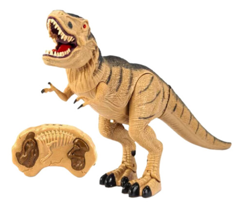 Dinossauro Robô Infantil Com Controle Remoto T-rex Cor Marrom-claro