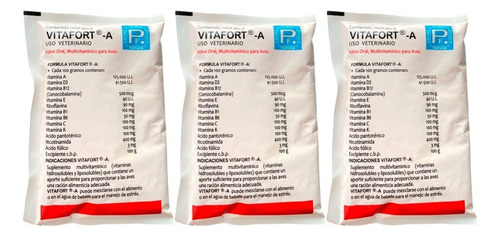 Pack 3 Vitafort A 100 Gr Vitaminas Para Aves