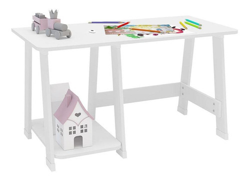 Mesa Infantil 1 Prateleira Politorno Skye Branco