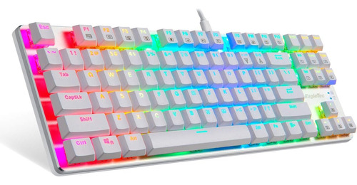 Teclado Mecanico 87 Teclas Luces Rgb White