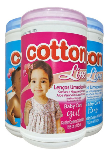 Pote Toalha Lenço Umedecido Cotton Line 12 Uni