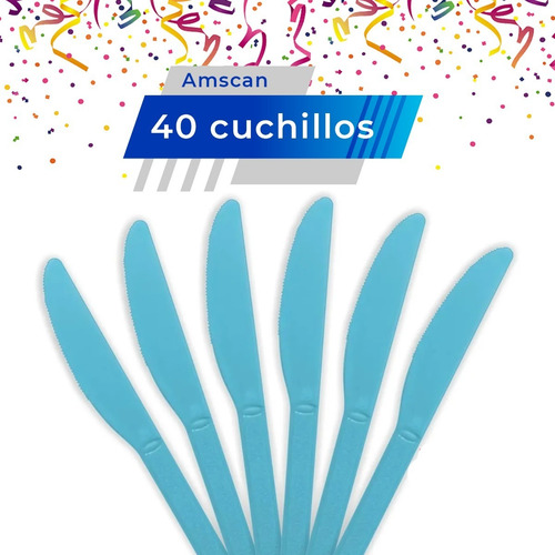 Cuchillos De Plástico Reusable Varios Colores Amscan 40 Pzas
