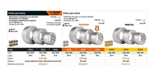 4 Cinta Ducto 50m Alta Temper Duck Duct Tape Truper 10944