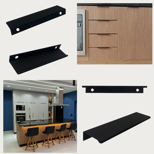 Kit 50 Peças Perfil Puxador Slim Alumínio Para Móveis 14cm Cor Preto