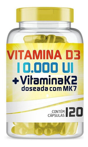 Vitamina D3 10.000ui + Vitamina K2 150mcg Com 120 Cápsulas Sabor Neutro