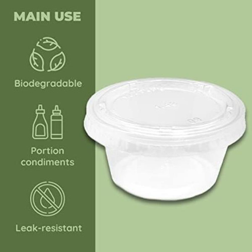 Vasos Compostables Para Condimentos Con Tapa Jacent, Vasos P