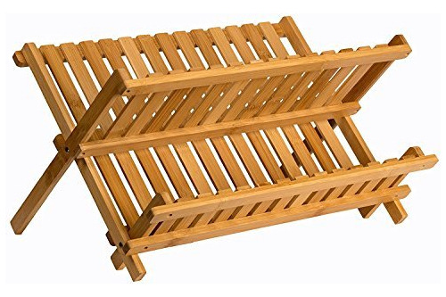 Saganizer Escurridor De Madera Bamboo Para Vajilla, Compacto