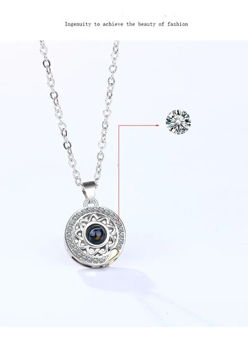 Imagen 8 de 10 de Collar De Parejas Sol Y Luna Proyecta Te Amo En 100 Idiomas