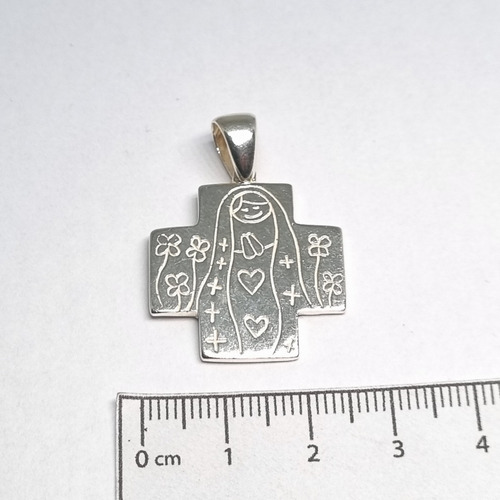 Imagen 3 de 5 de Dije Plata Cruz Del Equilibrio Virgen Porfi