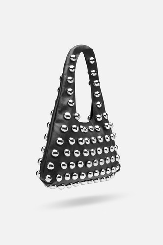 Cartera Battló Eva Tachas Cuero Acabado de los herrajes Níquel Color Negro Correa de hombro Negro