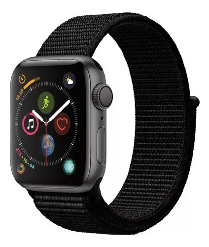 Malha para Apple Watch Se 1 2 3 4 5 6 44/42 mm de largura de velcro 245 mm, cor: preto profundo