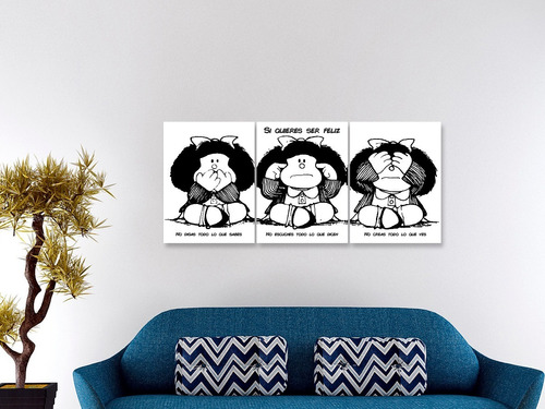 Cuadros Tripticos Mafalda Ciega Sorda Muda Envio Gratis