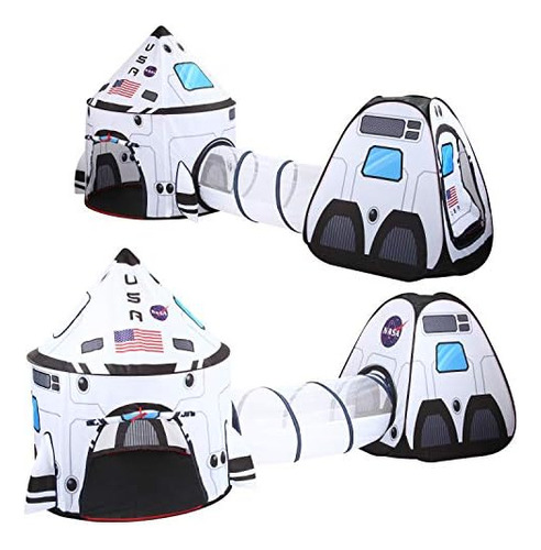 Joyin White Rocket Ship Pop-up Play Tent Con Túnel Y Casa De