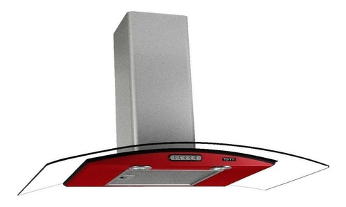 Exaustor Depurador de Cozinha Terim Vidro Curvo aço inoxidável de parede 90cm x 5cm x 45cm inox e vermelho 110V