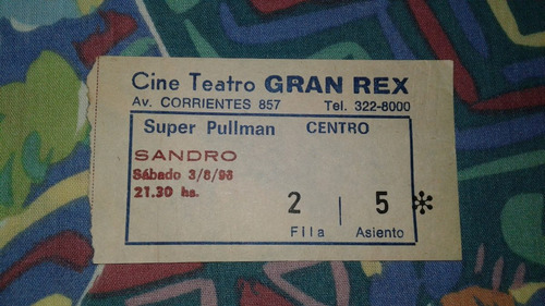 Entrada Sandro 1996 Gran Rex Coleccionistas 