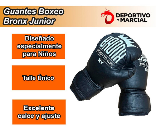Imagen 4 de 7 de Guantes De Boxeo Junior Bronx Para Niños Chicos Boxing Box